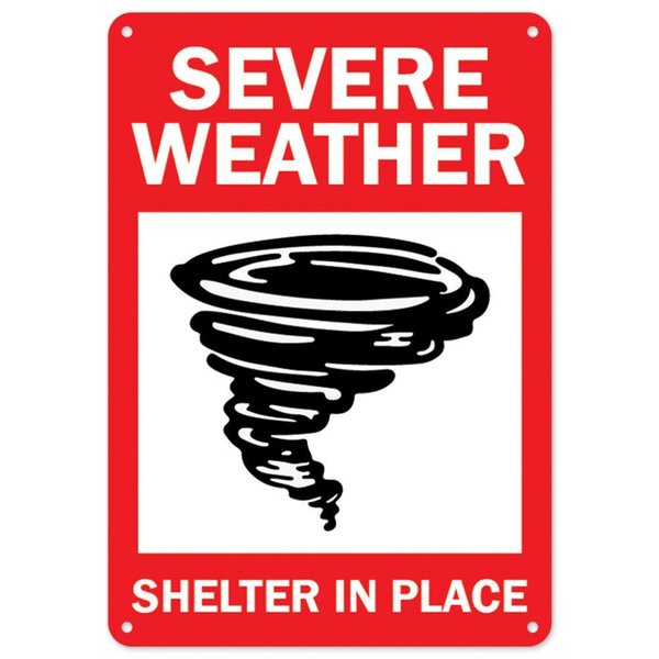 Signmission Public Safety, 7" Height, Rigid Plastic, 10" X 7", Severe Weather Shelter In Place OS-NS-P-710-25540